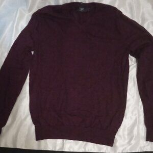 J Crew men's sweater 100%merino wool sizeL slim burgundy work preppy wear